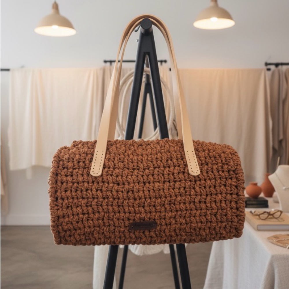 Handcrafted Brown Crochet Tote Bag